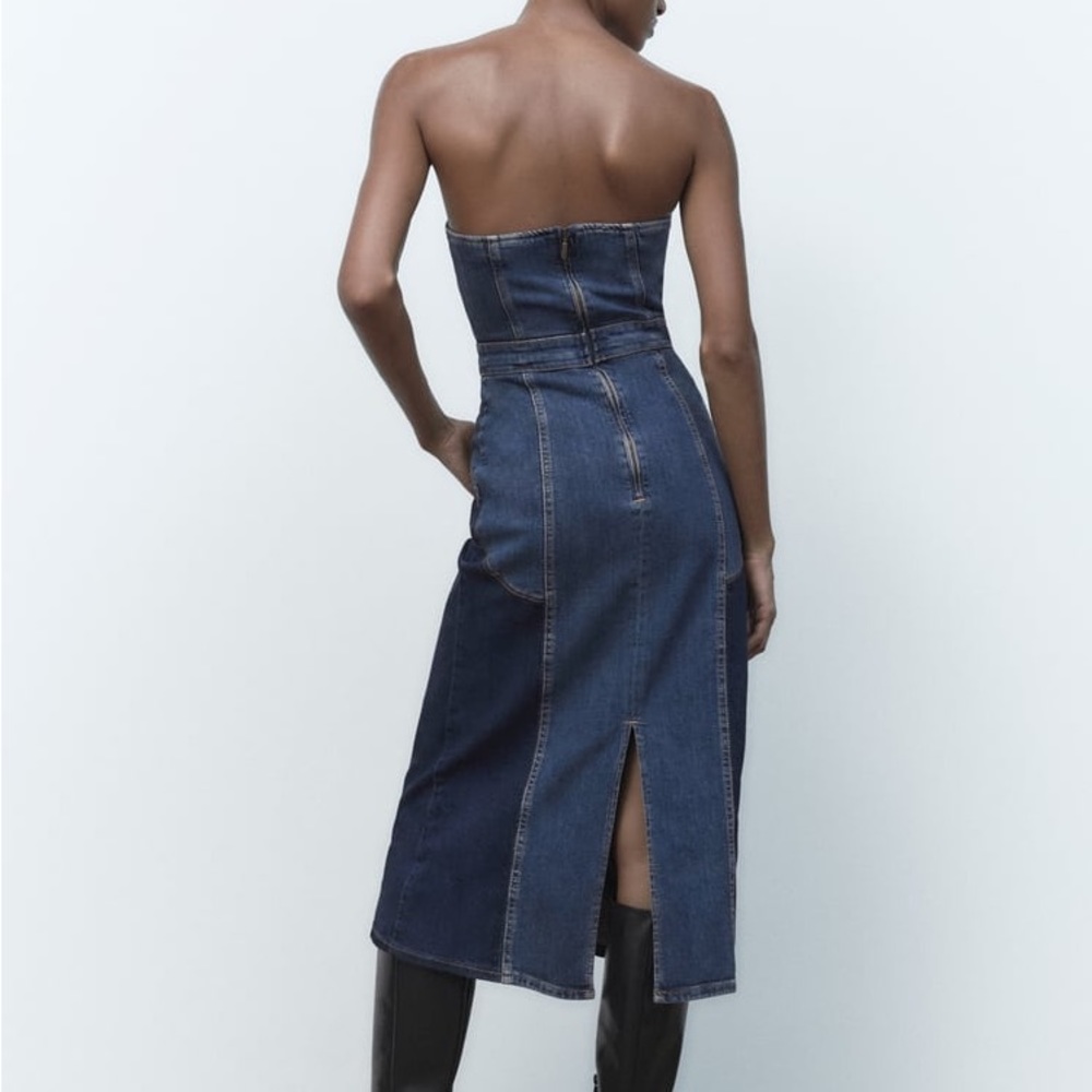 Zara Blue Patchwork Denim Dress - Picture 15 of 17